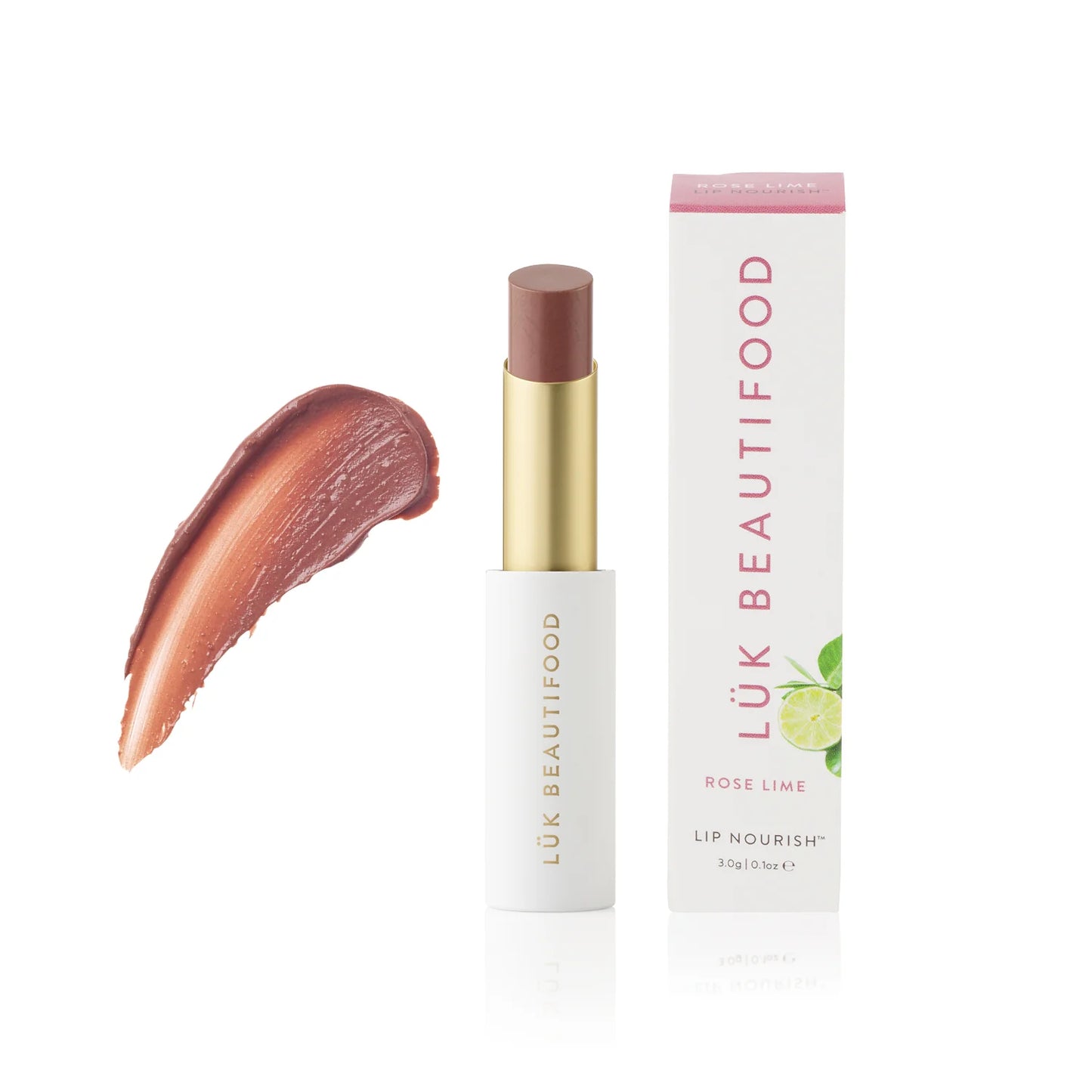 Lip Nourish™ - Rose Lime Warm pecan. Sheer coverage. Tastes of lime and ginger.